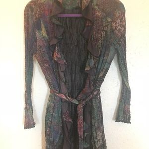 Silk Crinkle ruffled boutique blouse M/L
